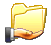 The image illustrate what you can see an icon with a hand holding the folder