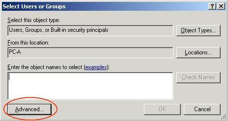 The image illustrate how to share files in Windows XP (Access Control List - ACL)