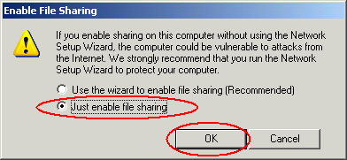 The image illustrate how to share files in Windows XP (Simple File Sharing)