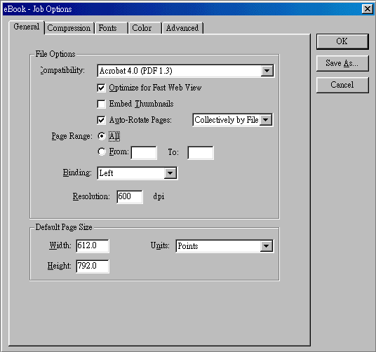 The image illustrate the recommended settings for converting PDF file