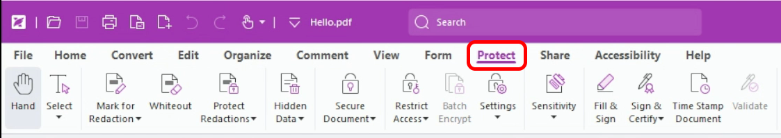 The image illustrate how to choose Password Security from Security Method in Foxit