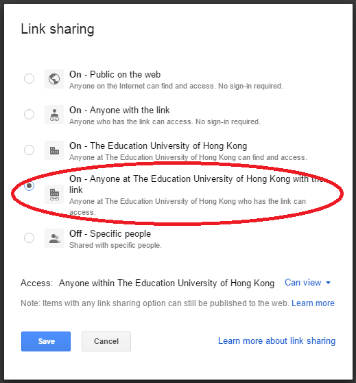 The image illustrate how to share document in Google drive