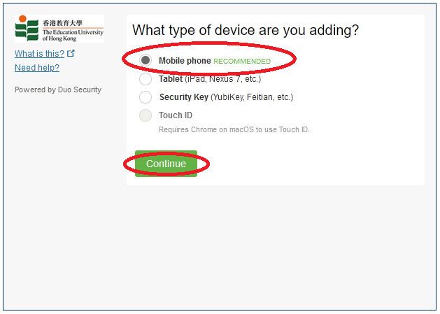 Choose device type