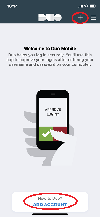 Add account on Duo Mobile app