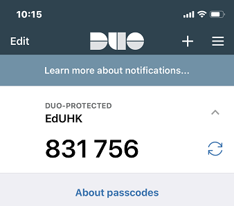 six-digit passcode will be shown