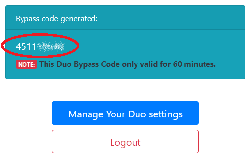 Duo Bypass code generated