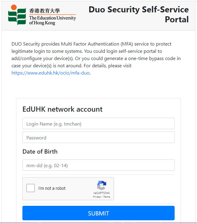 Duo self services portal