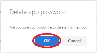Confirm delete app password