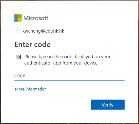 Illustration of the login prompt using verification code