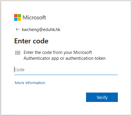 Illustration of the login prompt using verification code