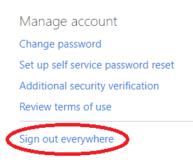 The image illustrate where to click the sign out everywhere option