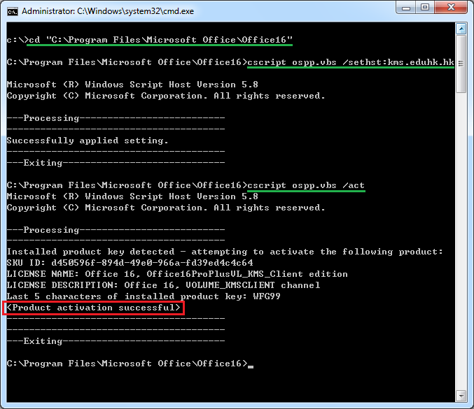 activate kms office 2016
