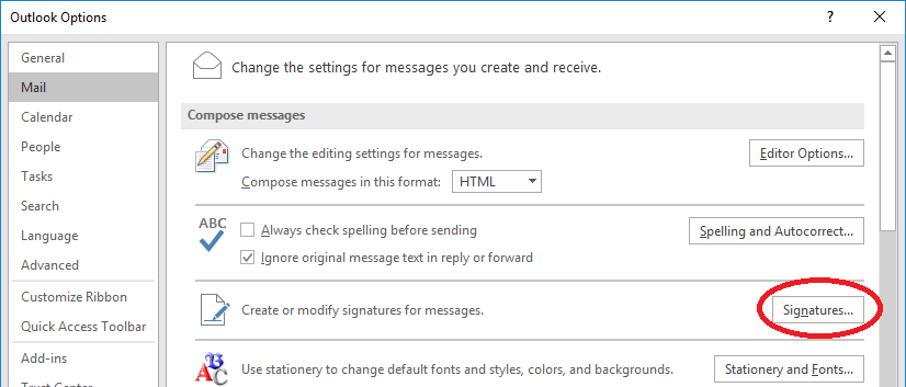 create signature in outlook