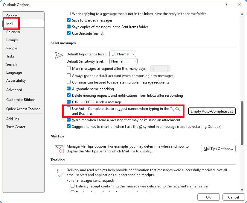 Disable AutoComplete list in Outlook Disable AutoComplete list in Outlook