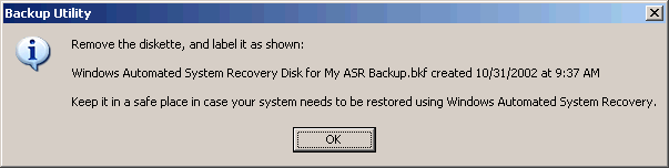 The image illustrate how backup and recover my PC using 'Automated System Recovery'