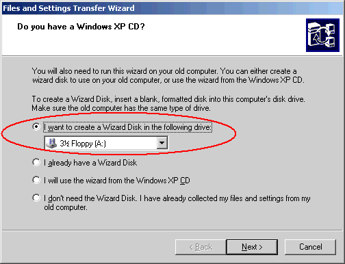 The image illustrate how to transfer my preference and data from my old PC/notebook to a new one using 'File and Setting Transfer Wizard'