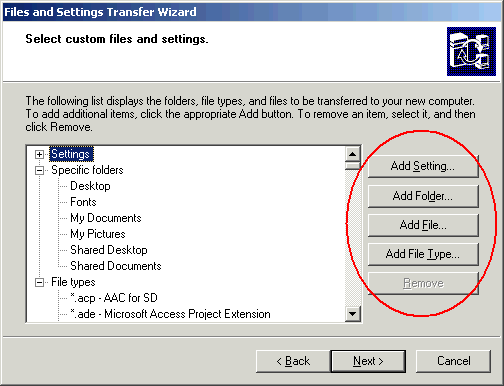 The image illustrate how to transfer my preference and data from my old PC/notebook to a new one using 'File and Setting Transfer Wizard'