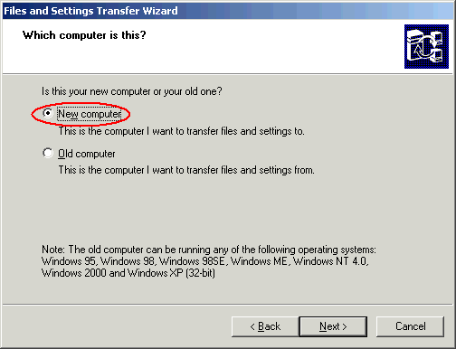 The image illustrate how to transfer my preference and data from my old PC/notebook to a new one using 'File and Setting Transfer Wizard'