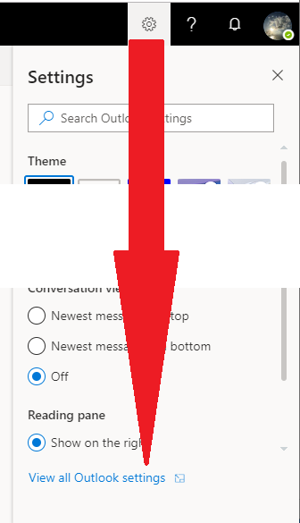 Illustration of the View all outlook settings button