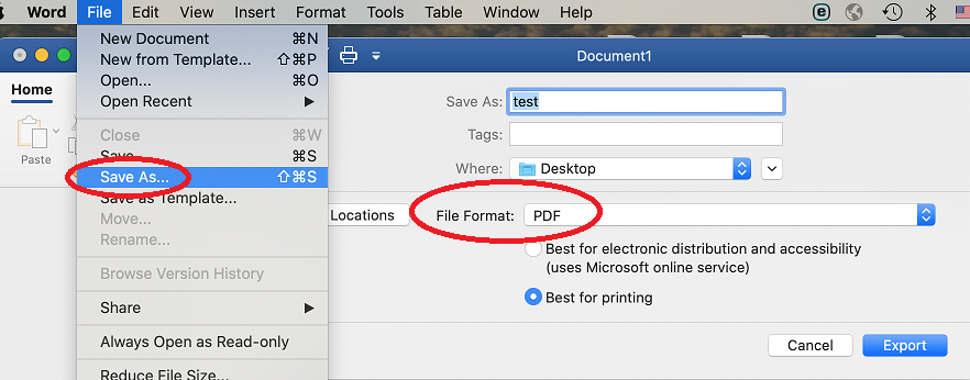 Save as PDF on mac