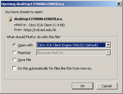 The image illustrate how to use VDI in Firefox