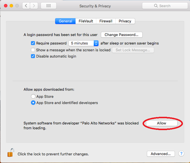 Illustration of the GlobalProtect server certificate error