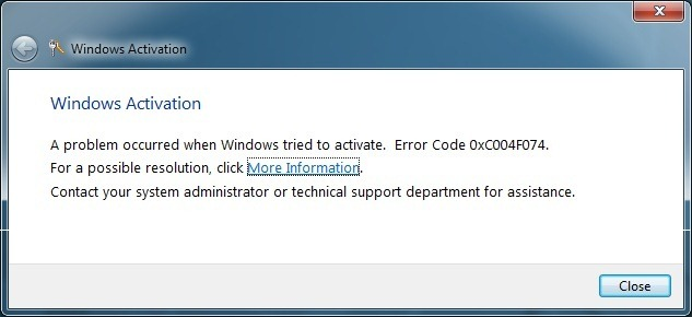 FAQ: Error 0xC004F074 when activating Windows 7/8 Enterprise | OCIO