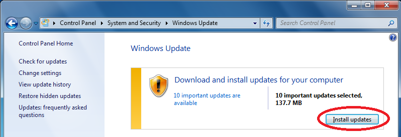 The image illustrate the available updates for installation.