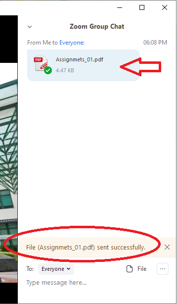 The image illustrate indicate the file is successfully sent