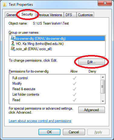 Network Drives Properties windows