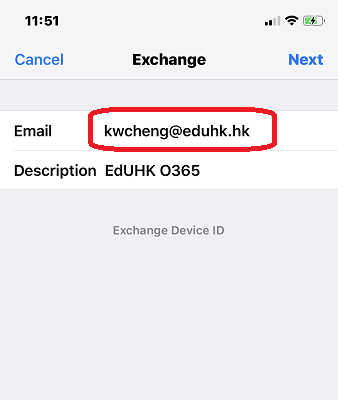For iOS 7.x: email address screen