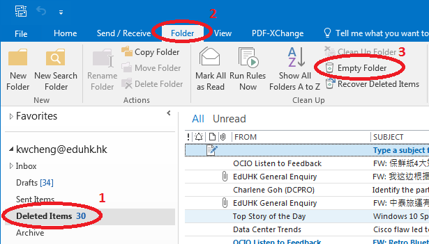 Empty Deleted Items in Folder