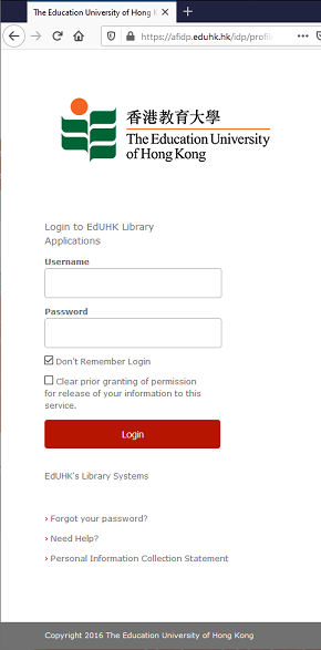 Single Sign-On Login Page (AFIDP)