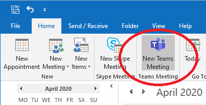 Schedule a Teams meeting from the Outlook calendar