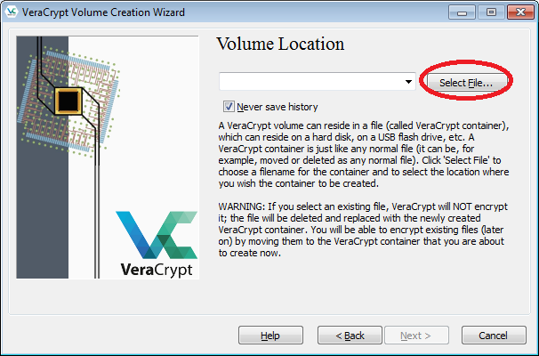 Illustration of volume file creation