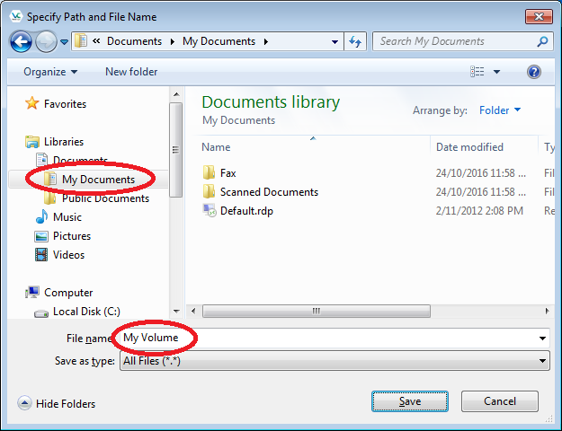 Illustration of volume file creation