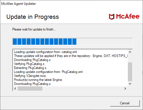 The image illustrate the window showing the updating process