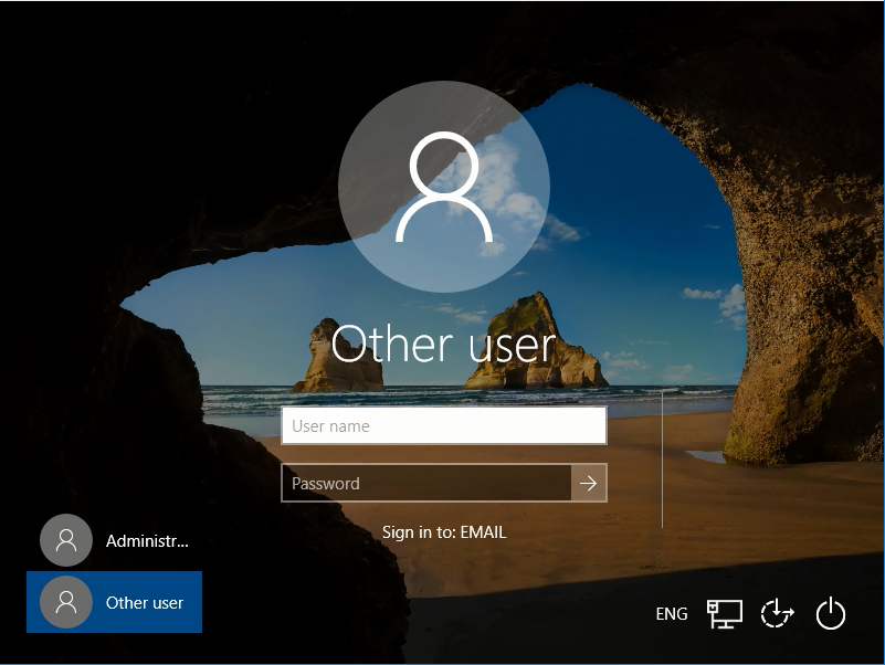 Windows 10 login screen