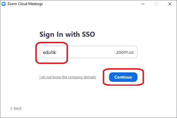 Zoom SSO login page