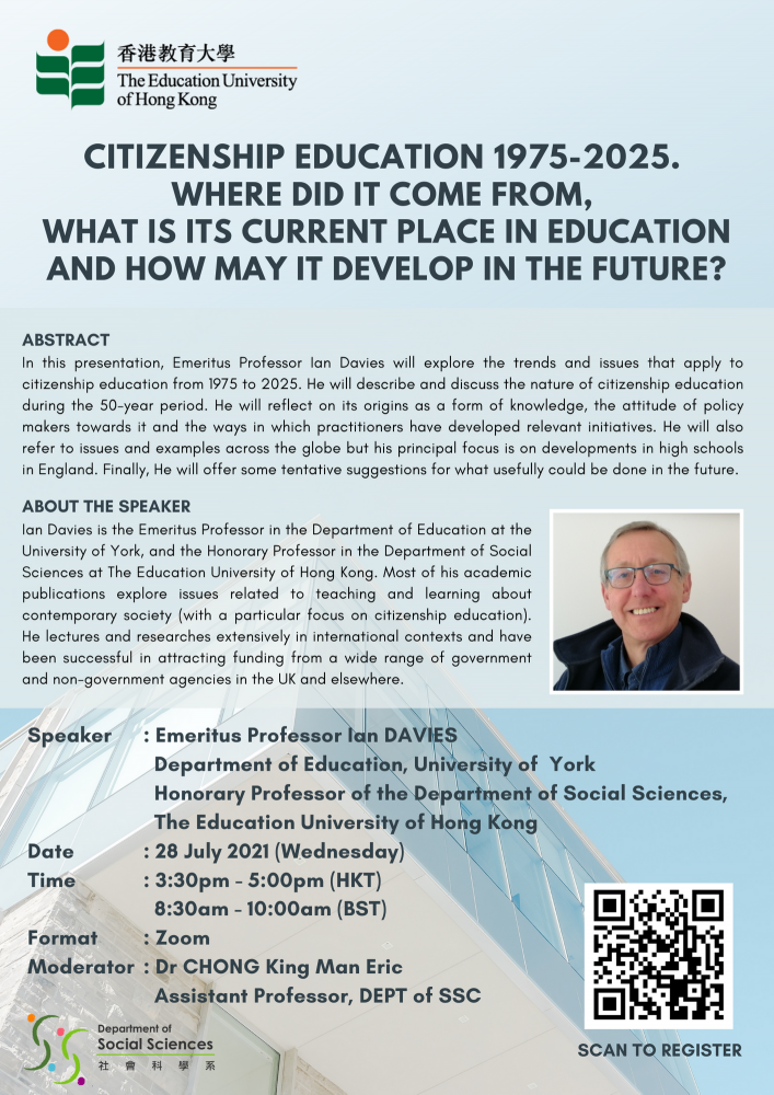 SSC Honorary Professor Seminar Citizenship Education 19752025. Where